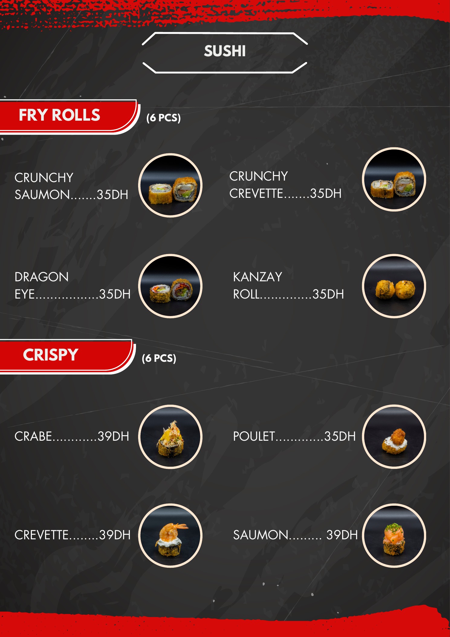 Menu officiel JAD Sushi — Fry Rolls et Crispy