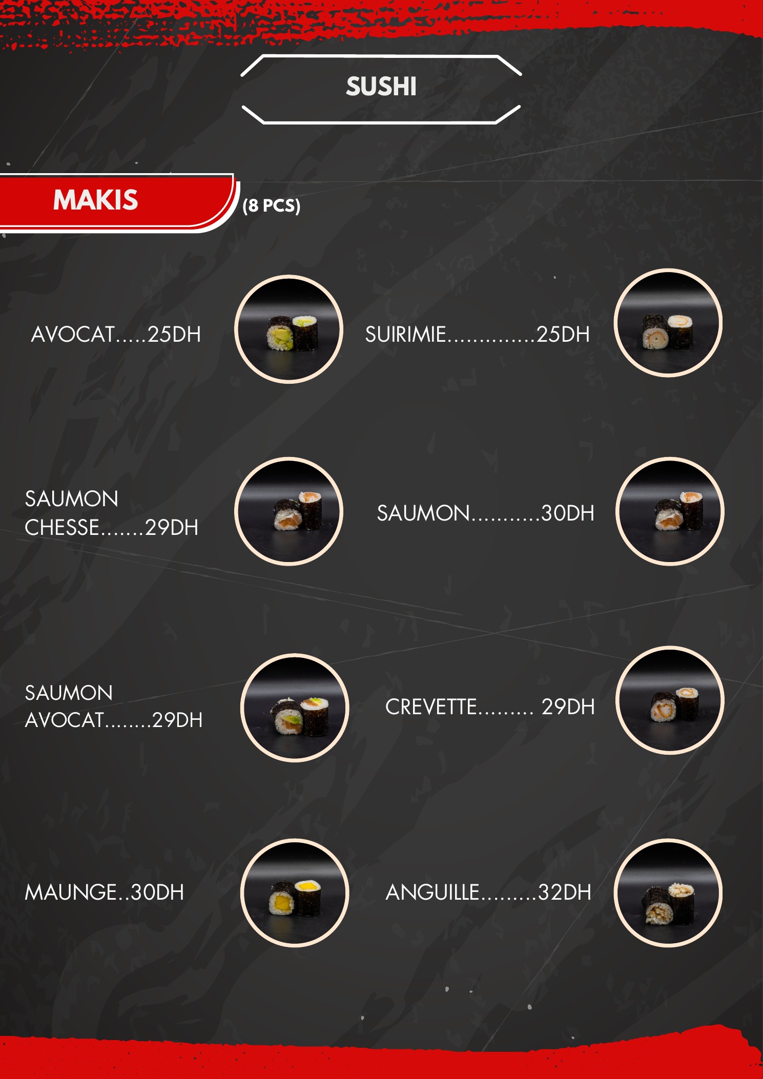 Menu officiel JAD Sushi — Makis